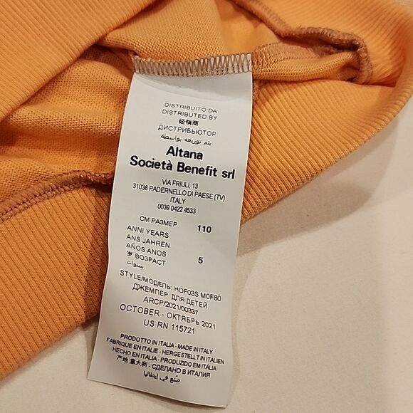 Moschino Sweatshirt Girl's 5 Years Peach Cotton Designer Luxury Stylish Comfy - Picture 6 of 9